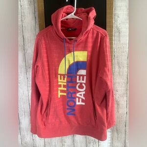 NWOT The North Face L Red Large Logo (Yellow Blue White) Hoodie Sweatshirt 668